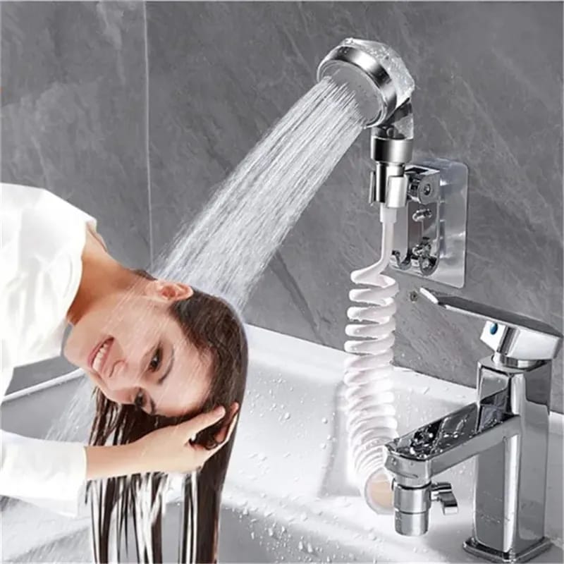 وصلة دوش مع حنفية بلاستيك