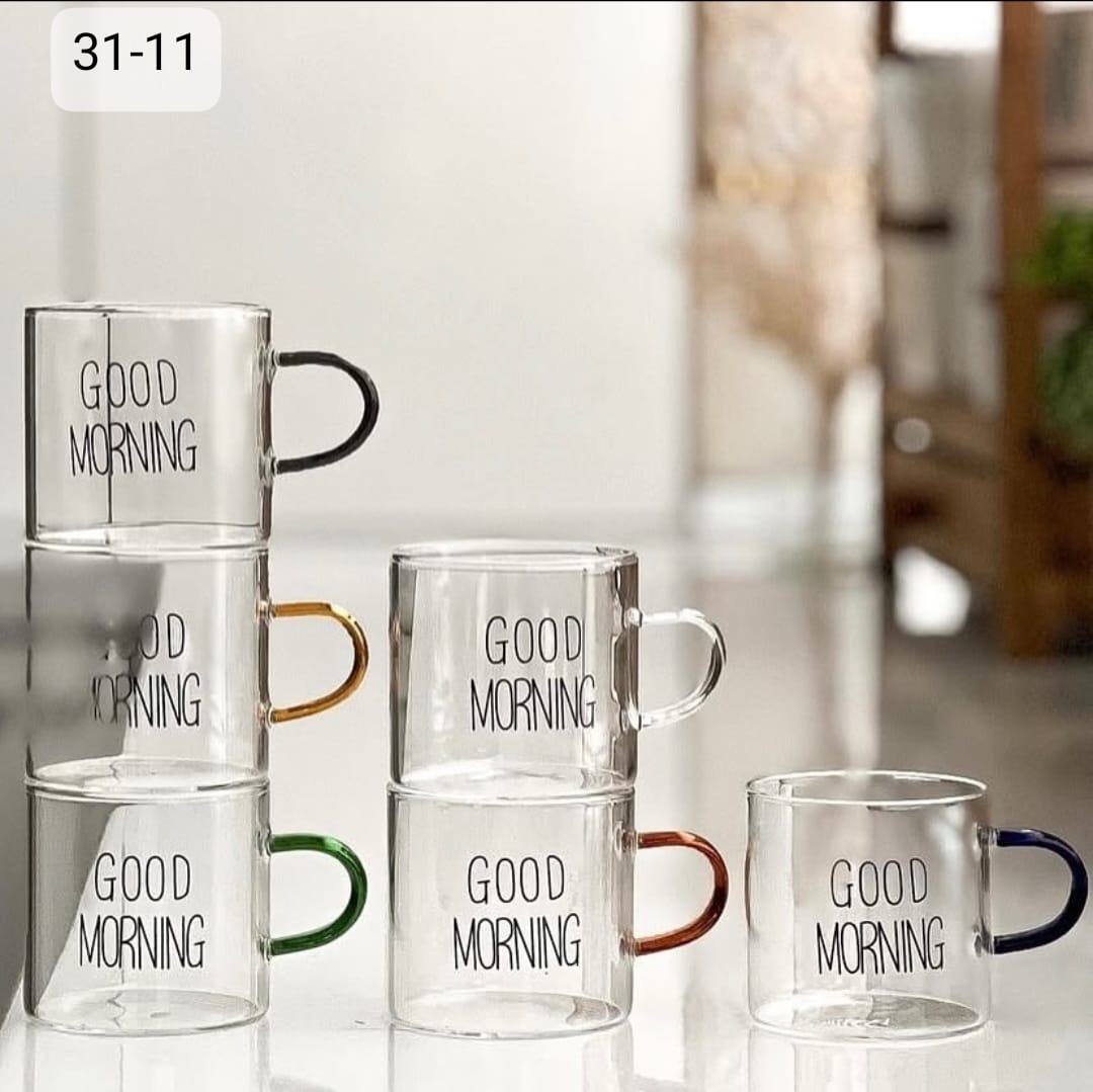 فناجين قهوة good morning ايد ملونة