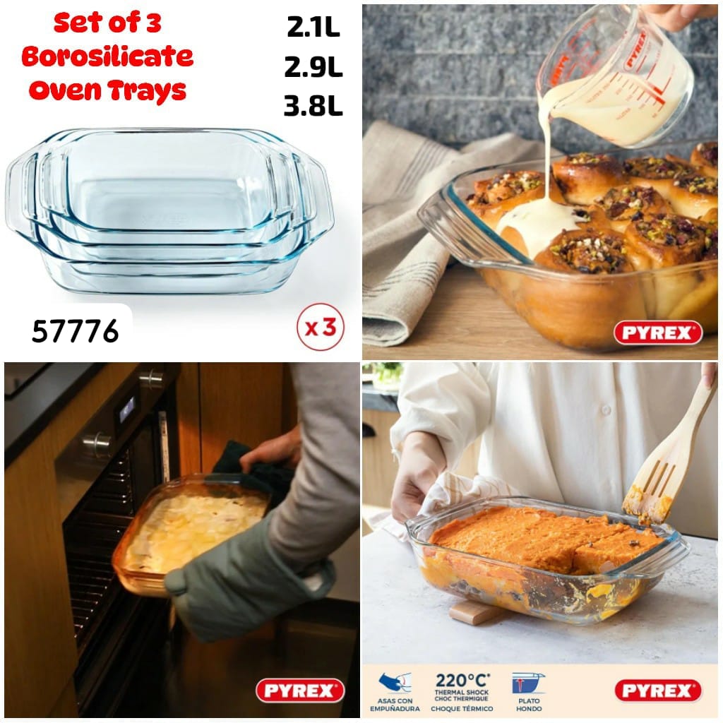 طقم مستطيل 3 قطع pyrex