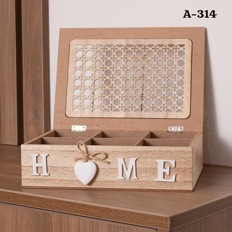 علبة شاي خشب HOME