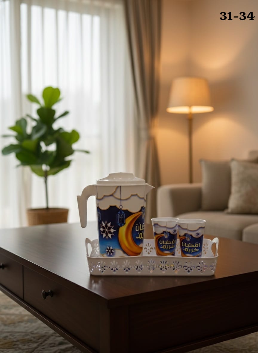 طقم ابريق مع كبايات و صينية رمضان